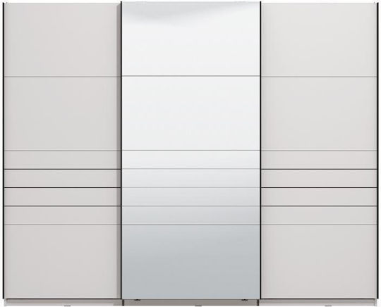 Dreifachtür Schieben mit Spiegel Veymont 267x61x217cm White Dreifachtür Schieben mit Spiegel Veymont 267x61x217cm White