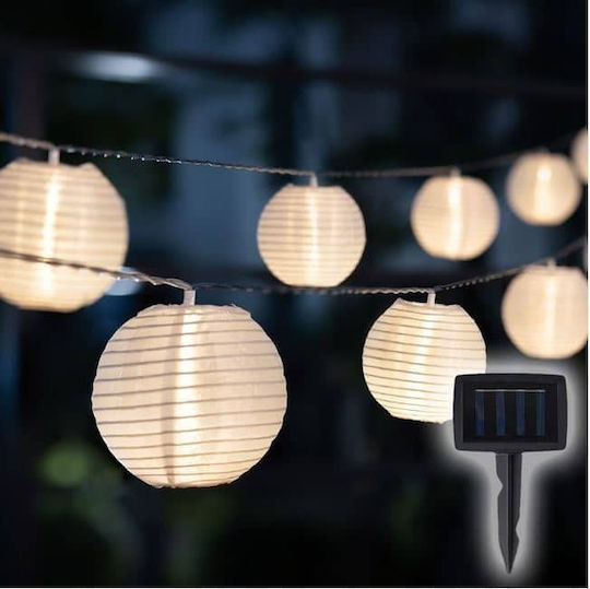 Set of 10 Hanging Solar Lights Garland with Warm White Light