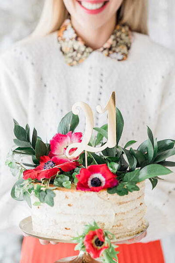 PartyDeco Cake Topper "21" Auriu