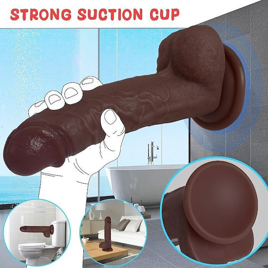 Smd Boytoy Realistic Dildo Realistic Penis Replica Scrotum Suction Cup 19.5cm Black