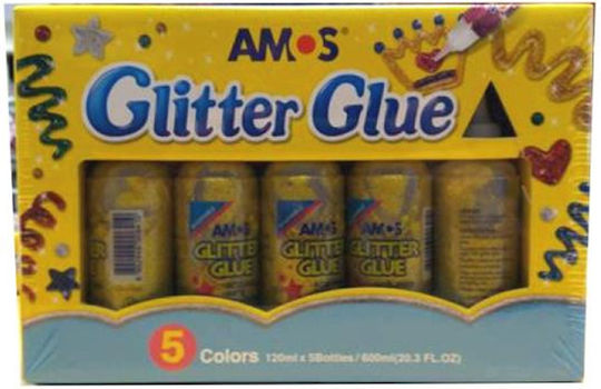 Amos Kleber Glitter Gold 120ml Set 5Stück