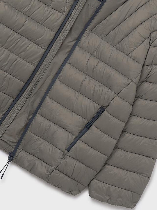 Kids Casual Long Jacket with Hood Stone