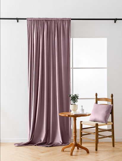 Cotton Market Κουρτίνα Συσκότισης με Τρέσα Ροζ 140x270εκ.