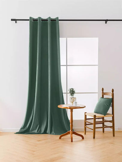 Cotton Market Perdea de Întunecare cu Capse Verde 140x250cm