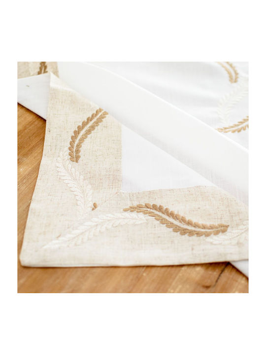 My Home Luxury Tablecloth Linen with Embroidery Linen 150x150cm