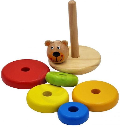 Tooky Toys Παιχνίδι Στοίβαξης Αρκουδάκι Πυραμίδα από Ξύλο για 12+ Μηνών