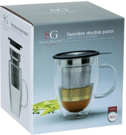 Atmosphera Atmosphera Louie Mug Glass with Lid Transparent 300ml