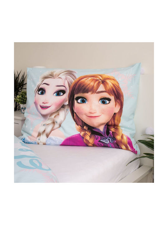 Disney Frozen Σετ Παιδική Παπλωματοθήκη Μονή με Μαξιλαροθήκη Βαμβακερή Light Blue 140x200εκ.
