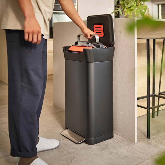Joseph Joseph Les Collectors Mülleimer aus Inox mit Pedal Schwarz 30lt