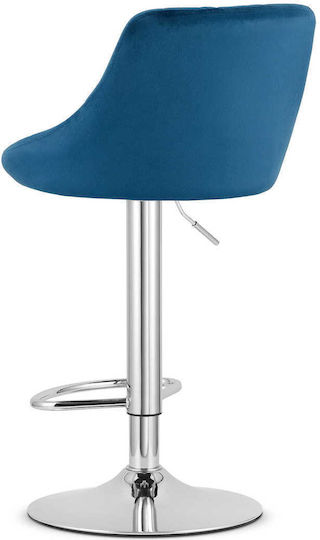 Stool Bar Kast with Back & Adjustable Height Navy Velvet 35x34x47cm