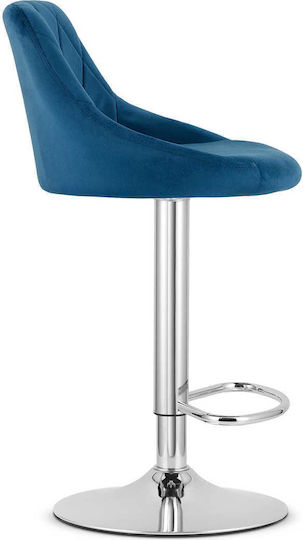 Stool Bar Kast with Back & Adjustable Height Navy Velvet 35x34x47cm