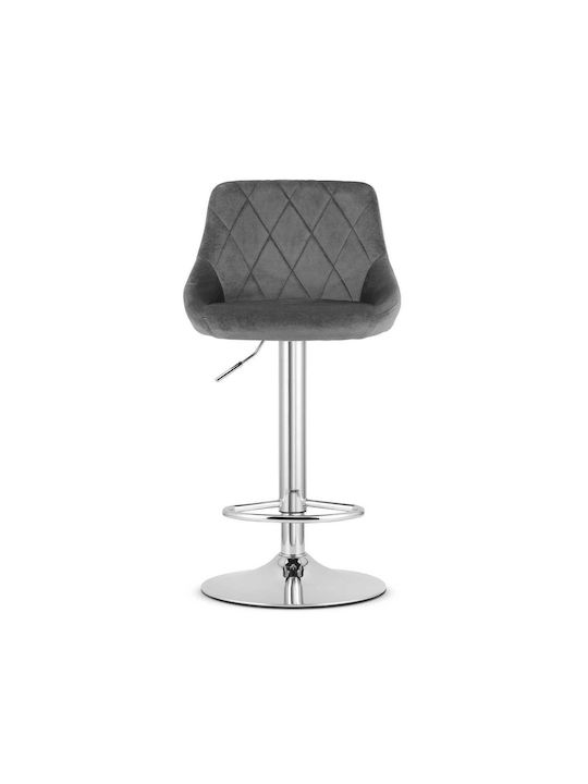 Stool Bar Kast with Back & Adjustable Height Gray Velvet 35x34x47cm