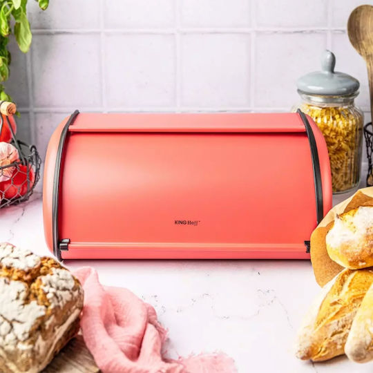 KING Hoff Bread Box with Lid Inox Red 36x24x15cm
