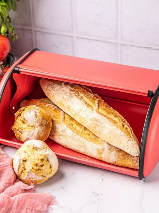 KING Hoff Bread Box with Lid Inox Red 36x24x15cm
