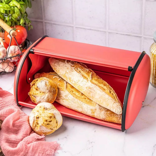 KING Hoff Bread Box with Lid Inox Red 36x24x15cm