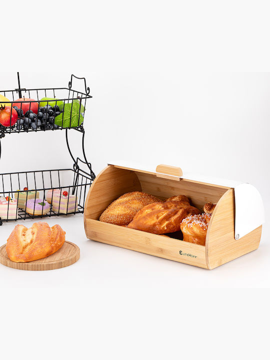 Elitehoff Cutie de pâine din bambus Albă 39x28.5cm