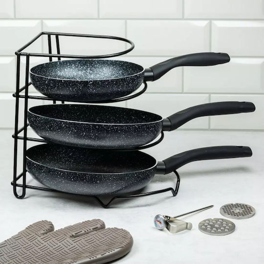KING Hoff Suport Pentru Oale Și Tigăi Metalic 25.5x21.5x27.5cm Negru
