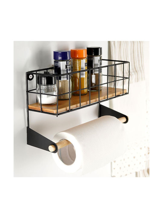 Vilde Wooden Paper Towel Holder Black 32x10x18cm 229060