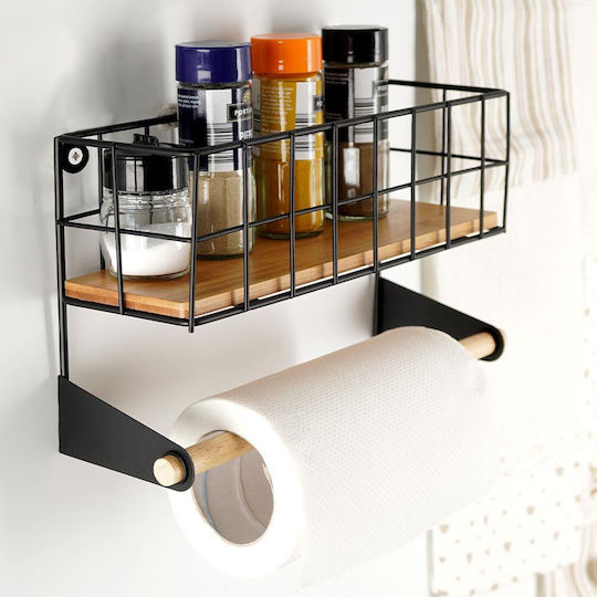 Vilde Wooden Paper Towel Holder Black 32x10x18cm 229060