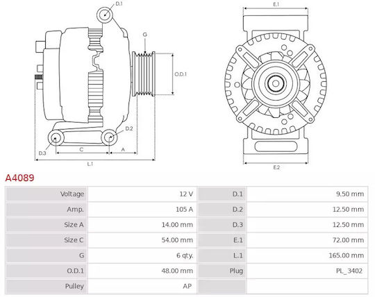 Alternator Ford Focus C-Max 1.4 1.6