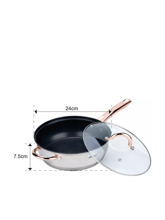 KING Hoff KING Hoff Cookware Set of 6 Pieces Stainless Steel with Non-stick Interior Coating Rose Gold
