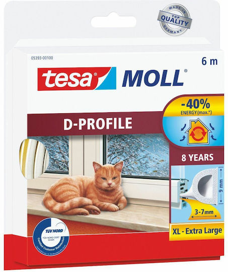 Tesa Tesamoll Self-Adhesive Tape Draft Stopper Window in White Color 6mx0.9cm