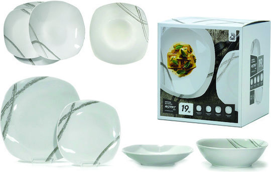 General Trade White Porcelain Dinnerware Set 19pcs