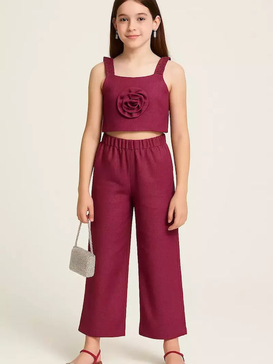 Kinder-Set mit Hose Sommer 2Stück Fuchsia