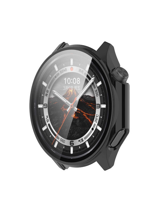 Husă Bizon + Sticlă Carcasă Ceas Sticlă OnePlus Watch 3 Oppo Watch X2 Neagră