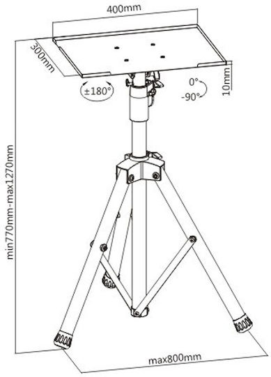 Techly Suport Proiector pardoseală ICA-TB TPM-8 cu Sarcină Maximă 8kg Negru