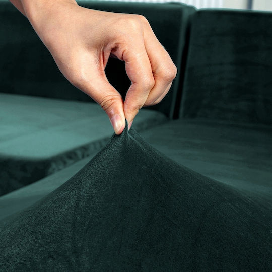 Ubieramy Meble Elastische Abdeckung für Dreisitziges Sofa Flaschengrün