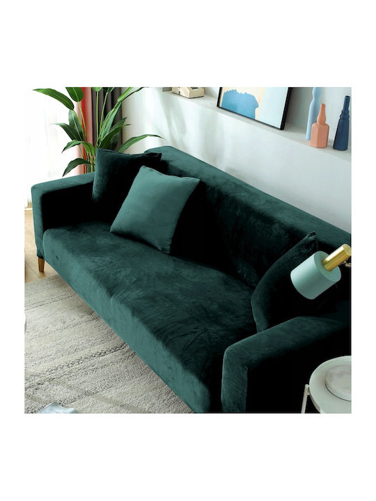 Ubieramy Meble Elastische Abdeckung für Dreisitziges Sofa Bottle Green 1Stück