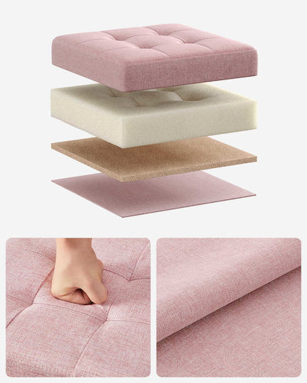 Taburet de Living cu Spațiu de Depozitare Tapițat cu Material Textil Roz 30x30x30 cm