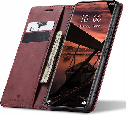 Spacecase Book Δερματίνης / Σιλικόνης Μπορντό (Redmi Note 14 Pro 5G / Poco X7)