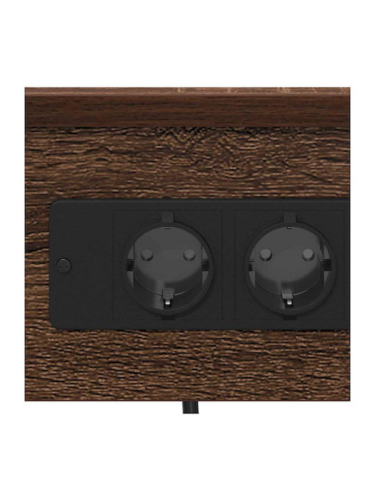 Wooden Bedside Table Brown Oak 41x31x51cm