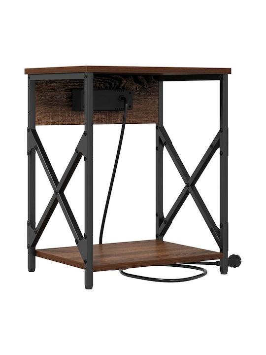 Wooden Bedside Table Brown Oak 41x31x51cm