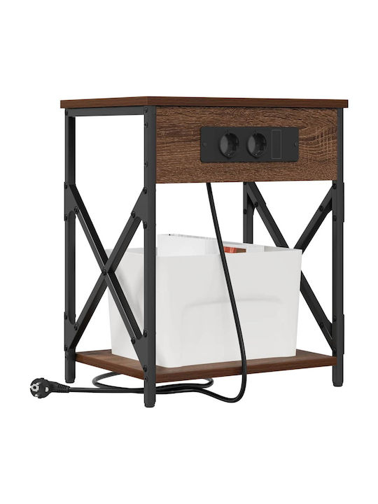 Wooden Bedside Table Brown Oak 41x31x51cm