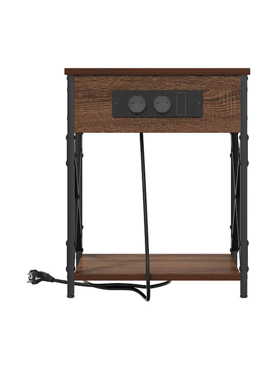 Wooden Bedside Table Brown Oak 41x31x51cm