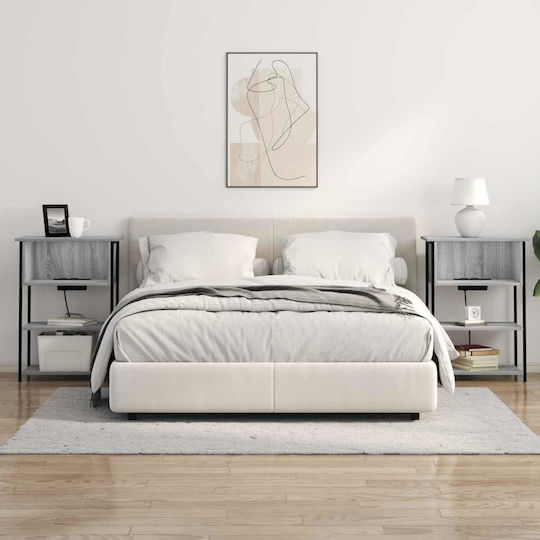 Wooden Bedside Table Gray Sonoma 55x31x76cm