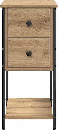Комод Дървен с Метални Крака Кафяв дъб 32x42x70см