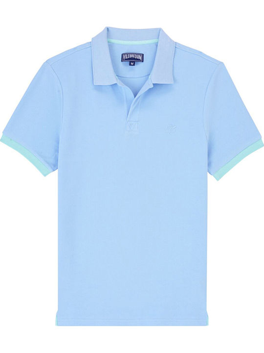 Polo Herrenbluse Kurzarm Hellblau