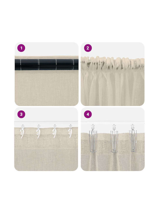 vidaXL Set Curtains With Pencil Pleat Beige 140x225cm