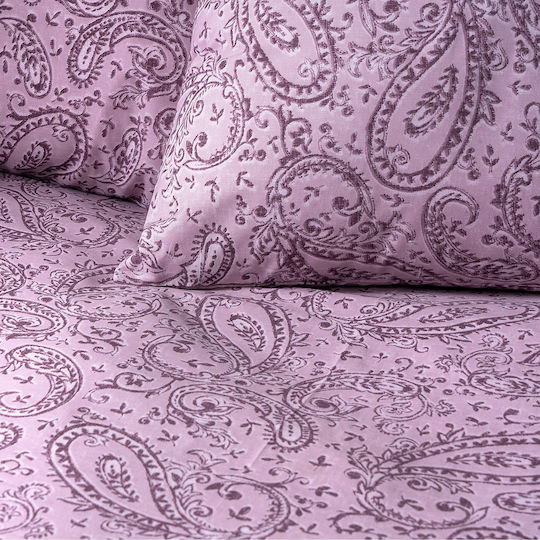 Beauty Home Aelia Art 12257 Σετ Σεντόνια Υπέρδιπλα με Λάστιχο 170x200+30εκ. Λιλά (4τμχ)