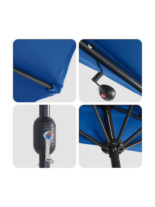 Garten & Terrassen Sonnenschirm Bodenständer Aluminium Blau mit LED-Beleuchtung 2.94x1.5m