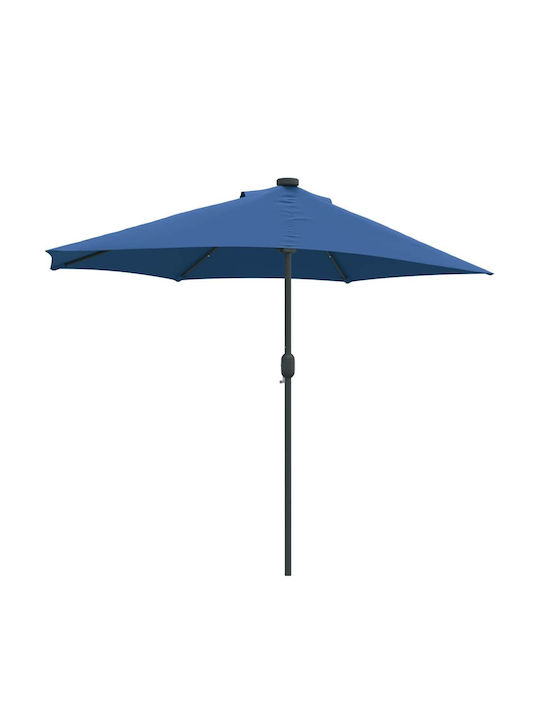 Garten & Terrassen Sonnenschirm Bodenständer Aluminium Blau mit LED-Beleuchtung 2.94x1.5m