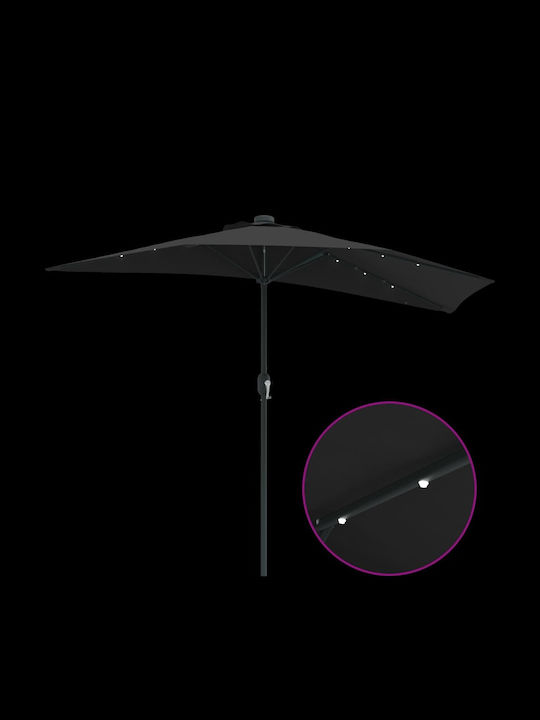 Umbrelă Suspendată Din Aluminiu Neagră 2.94x1.5xÎnălțime 2.24m
