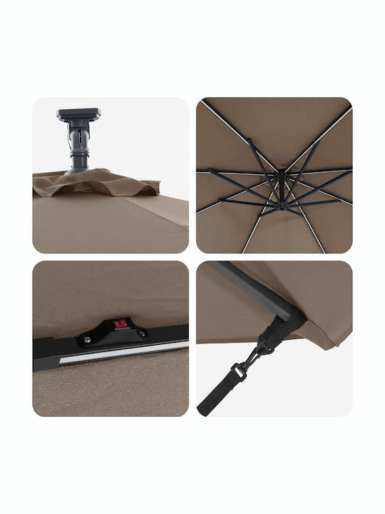 Umbrelă Suspendată Din Aluminiu Maro 2.94x2.94xÎnălțime 2.48m