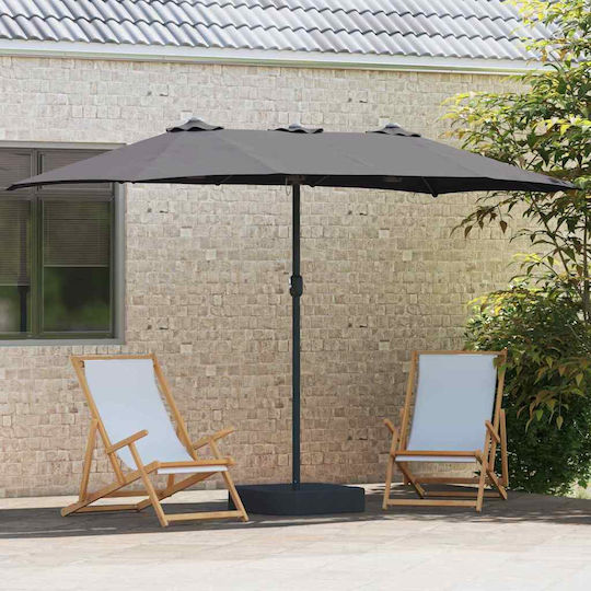 Aluminium-Garten- und Terrassen-Sonnenschirm Grau 3,85x2,09xH2,44m