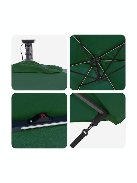 Umbrelă Suspendată Metalică Verde 2.94x2xÎnălțime2.54m