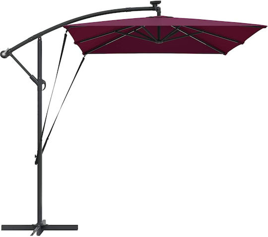 Hanging Metal Burgundy Garden Parasol 2.94x2xHeight 2.54m